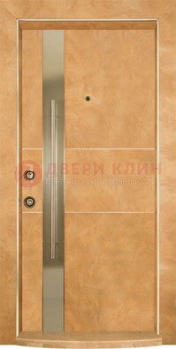 Коричневая входная дверь c МДФ панелью ЧД-20 в частный дом в Пскове