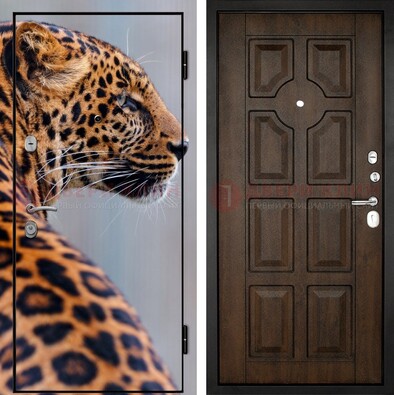 Металлическая дверь с фотопечатью леопарда ДФ-26 в Пскове