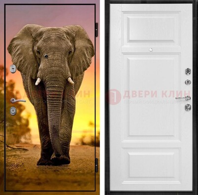 Металлическая дверь с фотопечатью слона ДФ-30 в Пскове