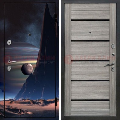 Стальная дверь с фотопечатью космоса ДФ-49 в Пскове