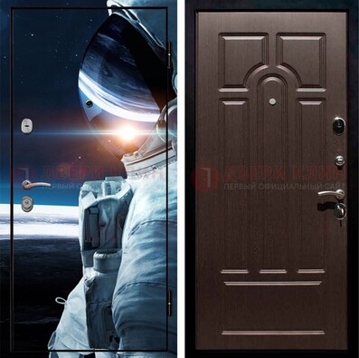 Синяя стальная дверь с фотопечатью ДФ-4 в Пскове