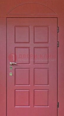 Красная стальная дверь с верхней фрамугой ДФГ-13 в Пскове