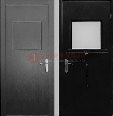Черная стальная дверь в кассу ламинат внутри ДКС-3 в Пскове