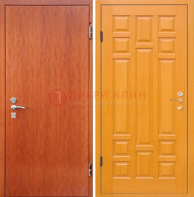 Оранжевая входная дверь с ламинатом МДФ внутри ДЛ-21 в Пскове