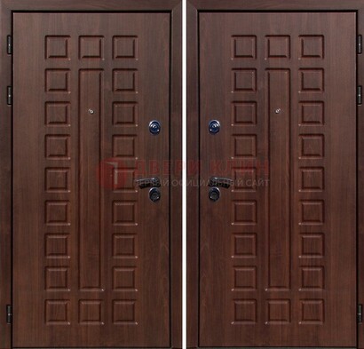 Коричневая железная дверь с МДФ снаружи ДМ-113 в Туле