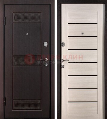 Темная стальная дверь с МДФ ДМ-147 для улицы в Пскове