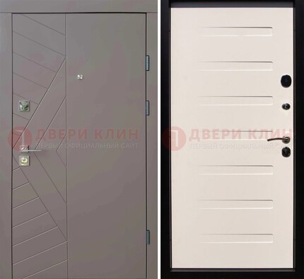Коричневая стальная филенчатая дверь с МДФ ДМ-199 в Пскове