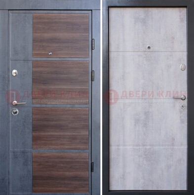 Темная железная филенчатая дверь с терморазрывом и МДФ ДМ-211 в Пскове