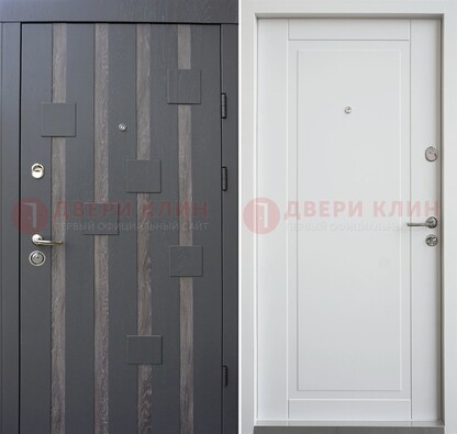 Темная металлическая дверь c белом МДФ внутри ДМ-231 в Пскове