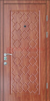 Коричневая металлическая дверь с МДФ-28 в Пскове