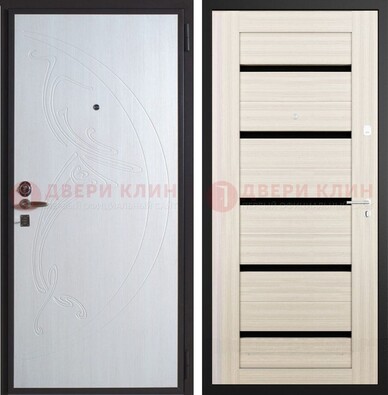 Белая стальная дверь с МДФ ДМ-346 в Пскове