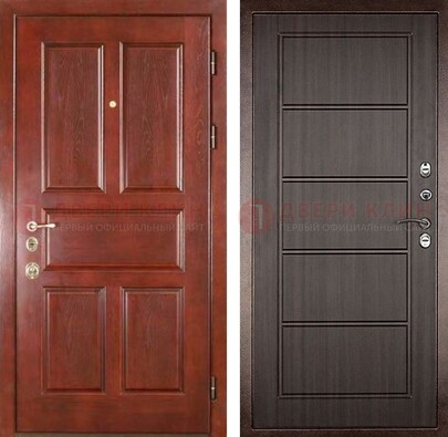 Красная металлическая дверь с МДФ в квартиру ДМ-387 в Пскове
