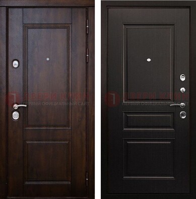 Классическая железная дверь с темными МДФ панелями ДМ-390 в Пскове