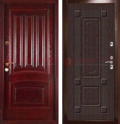Красная стальная дверь с филенчатой МДФ ДМ-398 в Пскове