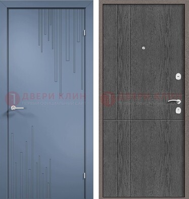 Синяя металлическая дверь МДФ в квартиру ДМ-434 в Пскове