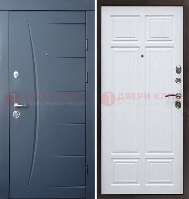 Темно-синяя стальная дверь МДФ белая внутри ДМ-435 в Фрязино