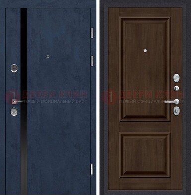 Синяя входная дверь МДФ с обеих сторон ДМ-473 в Пскове