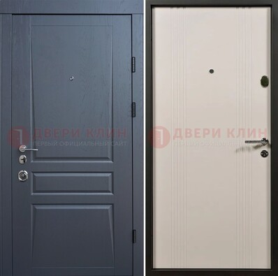 Темно-серая стальная дверь с МДФ хайтек ДМ-481 в Пскове
