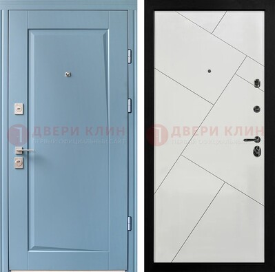 Синяя железная дверь с МДФ панелями ДМ-491 в Пскове
