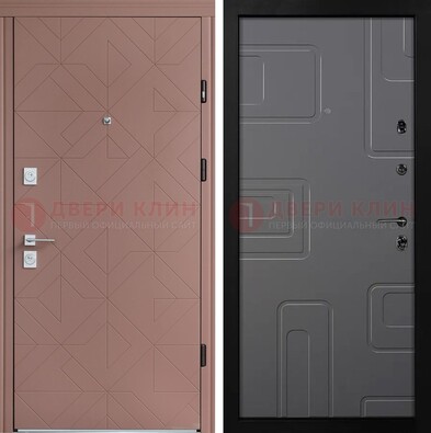 Красная стальная дверь в квартиру с МДФ хайтек ДМ-493 в Пскове
