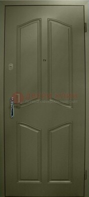 Зеленая стальная дверь с МДФ ДМ-49 в дом в Пскове