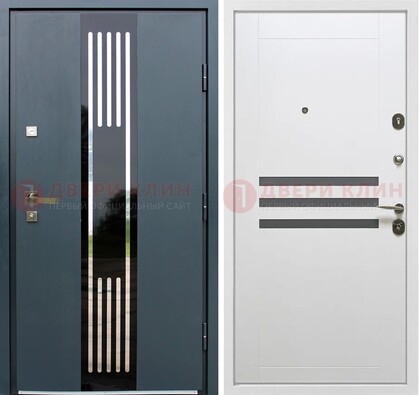 Темная квартирная дверь с разными МДФ ДМ-504 в Пскове