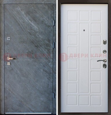 Железная дверь с МДФ серая и белая ДМ-505 в Пскове