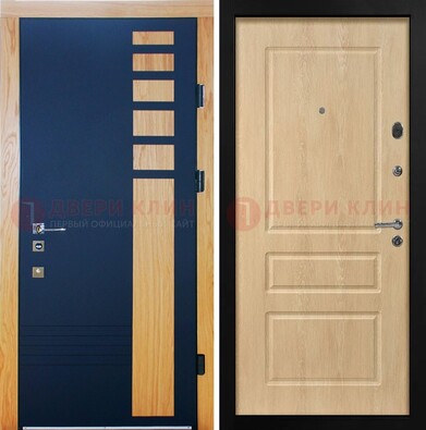 Двухцветная железная дверь с МДФ в квартиру ДМ-511 в Пскове