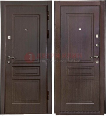 Антивандальная коричневая железная дверь с МДФ ДМ-61 в Пскове