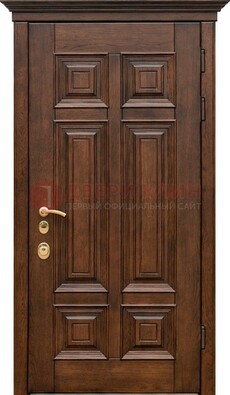 Филенчатая железная дверь с массивом дуба ДМД-68 в Пскове