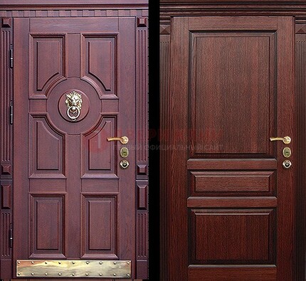 Темная входная дверь с массивом дуба с декоративной вставкой ДМД-6 в Пскове