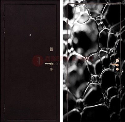 Черная стальная дверь с порошковым окрасом с фотопечатью ДП-158 в Пскове
