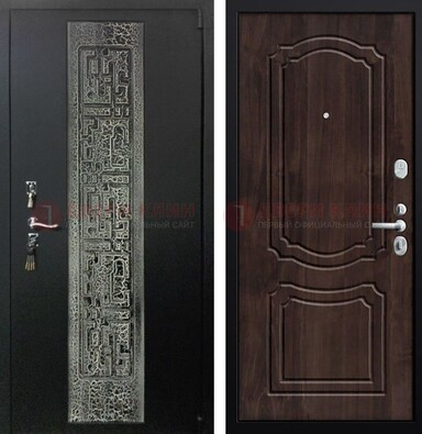 Темная входная дверь с порошковым покрытием и МДФ внутри ДП-224 в Пскове