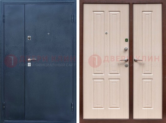 Двустворчатая стальная дверь с порошковым напылением и МДФ ДП-239 в Пскове