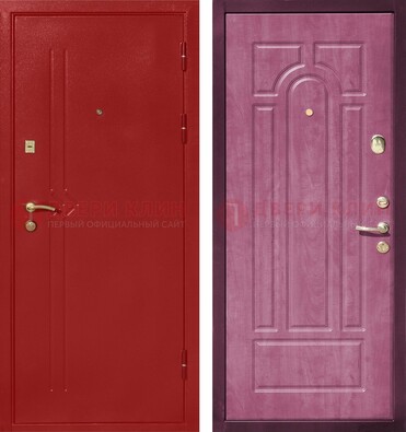 Красная входная дверь с порошковым напылением ДП-240 в Пскове