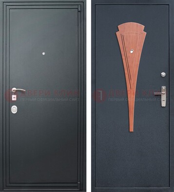 Железная серая дверь с порошковым покрытием и терморазрывом с МДФ ДП-245 в Пскове