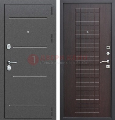 Металлическая дверь с порошковым покрытием и МДФ Махагон ДП-254 в Пскове