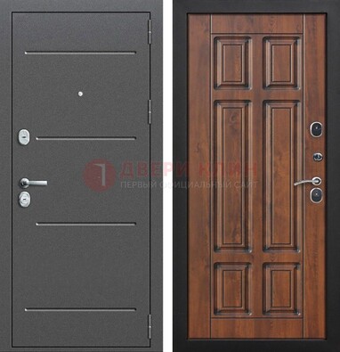 Стальная дверь с порошковым покрытием Антик серебро и филенчатой МДФ ДП-267 в Пскове