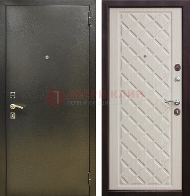Темно-серая железная дверь с порошковым покрытием и филенчатой МДФ ДП-289 в Пскове