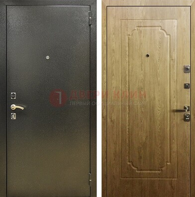 Темно-серая входная дверь с порошковым покрытием и МДФ Золотой дуб ДП-291 в Пскове