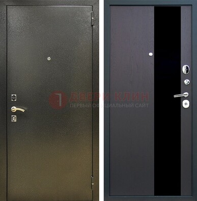 Входная темная дверь с порошковым покрытием и МДФ со стеклом ДП-294 в Пскове