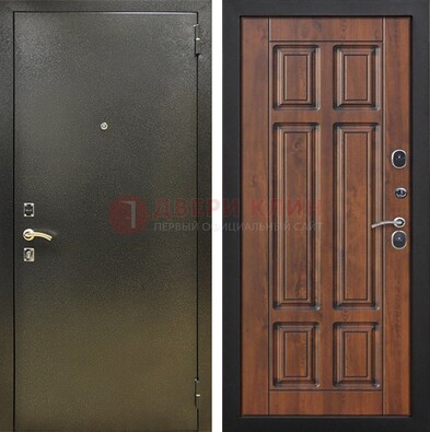 Металлическая входная темная дверь с порошковым напылением и МДФ ДП-299 в Пскове
