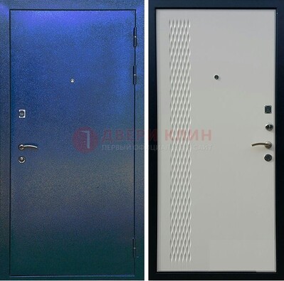 Синяя железная дверь с порошковым напылением ДП-49 в Железнодорожном