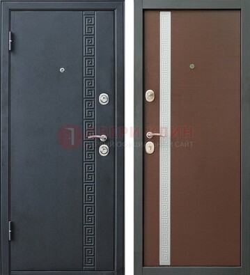 Черная стальная дверь с порошковым напылением ДП-9 в Пскове