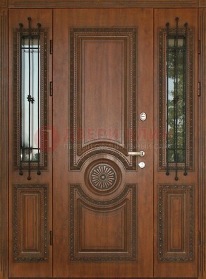 Парадная распашная стальная дверь Винорит со стеклом ДПР-106 в Пскове
