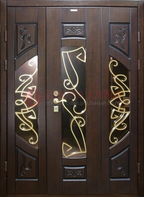 Парадная дверь со стеклом и ковкой ДПР-1 в каркасный дом в Пскове