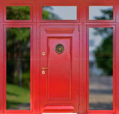Красная парадная дверь для частного дома ДПР-88 в Пскове