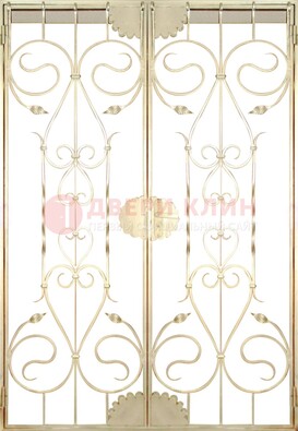 Золотая железная решетчатая дверь ДР-1 в Пскове