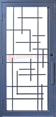 Современная железная решетчатая дверь синяя ДР-31 в Пскове