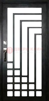 Черная стальная решетчатая дверь в современном стиле ДР-43 в Пскове